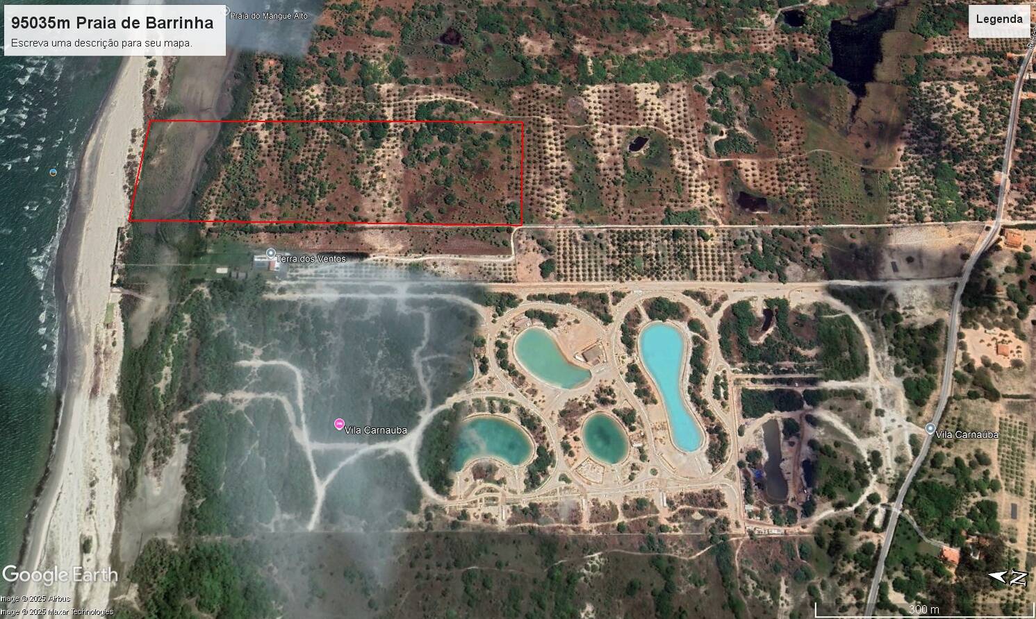 Vendo terreno 9,5ha Praia de Barrinha, beira mar vizinho ao Vila Carnaúba
